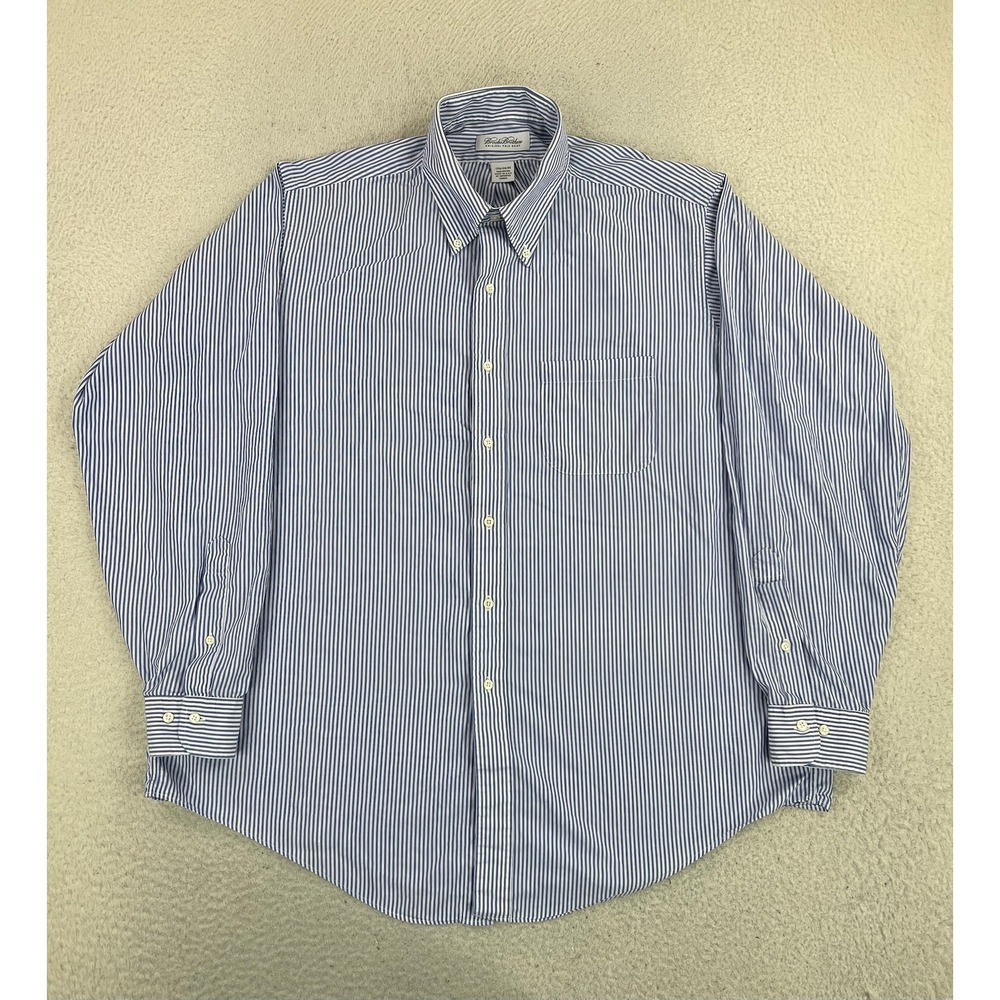 Brooks Brothers Dress Shirt Mens 17.5 34/35 Blue Stripe Classic Fit Cotton LS